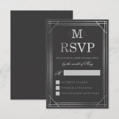 Imitats Silver Foil Art Deco | Hochzeit RSVP Karte (Vorne/Hinten)