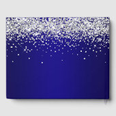 Imitats Silver Glitzer Indigo Blue Ombre Wedding Gästebuch (Rückseite)