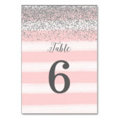Imitats Silver Glitzer Pink Wedding Tischnummer Ca (Rückseite)