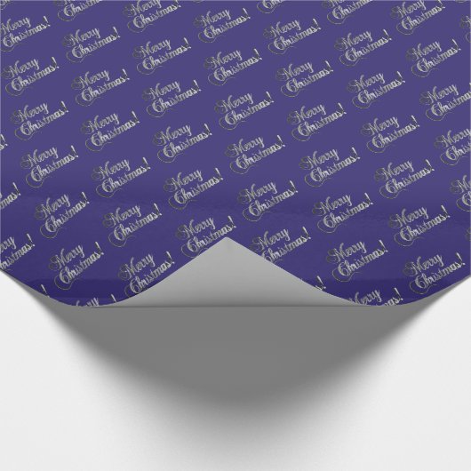 Imitats Silver Gray Text Muster Dunkelblau Weihnac Geschenkpapier (Ecke)