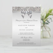 Imitats Silver Sequins Bow Probe Dinner Einladung (Stehend Vorderseite)
