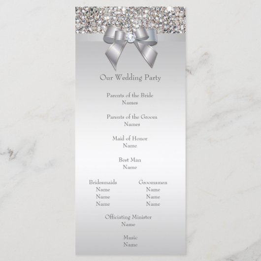 Imitats Silver Sequins Bow Wedding Program Programm (Rückseite)