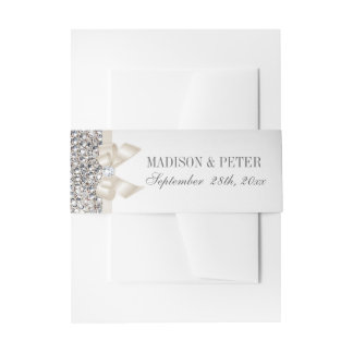 Imitats Silver Sequins Champagne Bow Wedding Einladungsbanderole