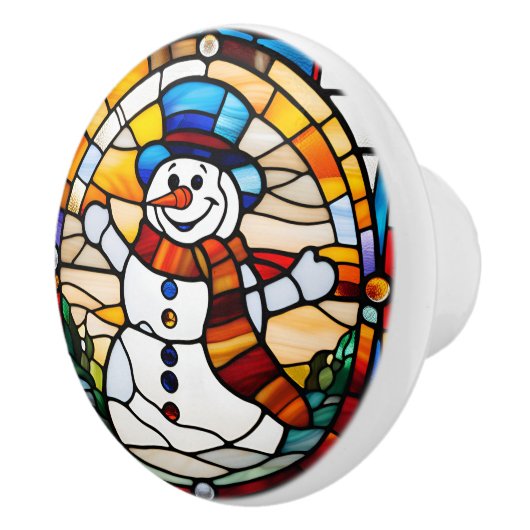 Imitats Stared Glass Snowman Keramikknauf (Rechts)
