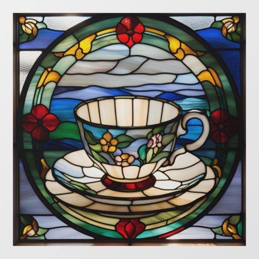 Imitats Tea Cup & Saucer Fensteraufkleber (Blatt)