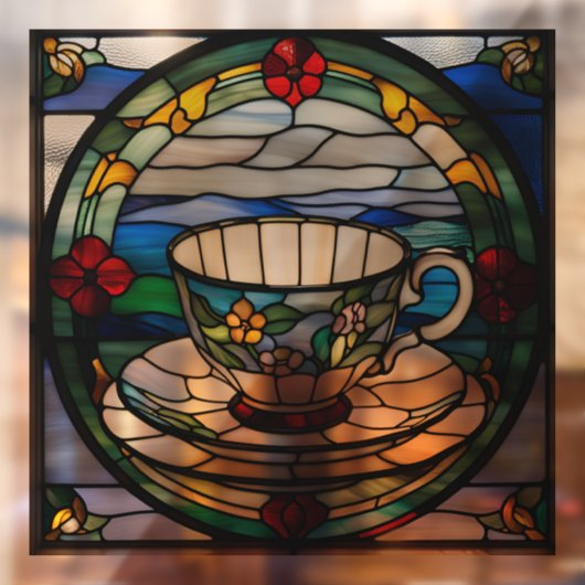 Imitats Tea Cup & Saucer Fensteraufkleber (Blatt 2)