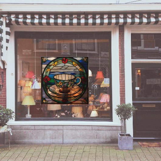 Imitats Tea Cup & Saucer Fensteraufkleber