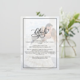 Imitats Vellum Effect Overlay-Foto Hochzeitdetails Begleitkarte