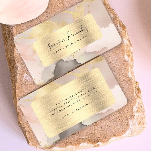Imitats Wasserfarben Golden Foil Rosa Visitenkarte