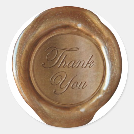 Imitats Wax Siegel - Copper Script - Danke Runder Aufkleber (Vorderseite)