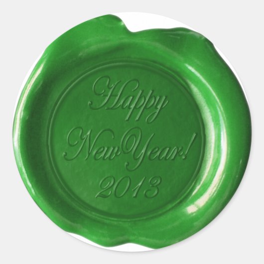 Imitats Wax Siegel - Green Script - HappyNewYear 2 Runder Aufkleber (Vorderseite)
