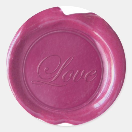Imitats Wax Siegel - Rose Red Script - Liebe Runder Aufkleber (Vorderseite)
