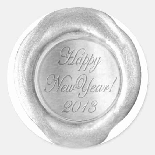 Imitats Wax Siegel - Silver Script - HappyNewYear Runder Aufkleber (Vorderseite)