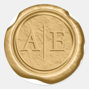 Imitats Wax Wedding Initials Dark Gold ID867 Runder Aufkleber