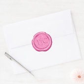 Imitats Wax Wedding Initials Fuchsia ID954 Runder Aufkleber (Umschlag)