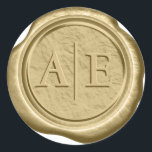 Imitats Wax Wedding Initials Gold Flax ID871 Runder Aufkleber<br><div class="desc">Verwenden Sie diesen hochwertigen Wachs-Siegel-Aufkleber für jedes Ihrer eigenen Schreibwaren oder Gastgeschenke. Wir haben einen einfachen Serifentext in Goldtönen gewählt, aber Sie können ihn in jedem Schriftart der Zazzle-Liste ändern, indem Sie ihn im Designbereich bearbeiten. Funktioniert auch für ein Single Monogramm, indem die zusätzlichen Buchstaben- und Zeilenschichten gelöscht werden. Kleine...</div>