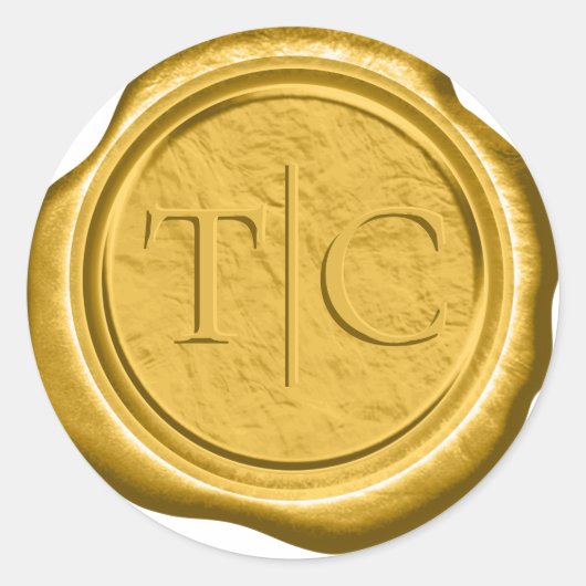 Imitats Wax Wedding Initials Gold ID954 Runder Aufkleber (Vorderseite)