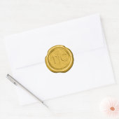 Imitats Wax Wedding Initials Gold ID954 Runder Aufkleber (Umschlag)