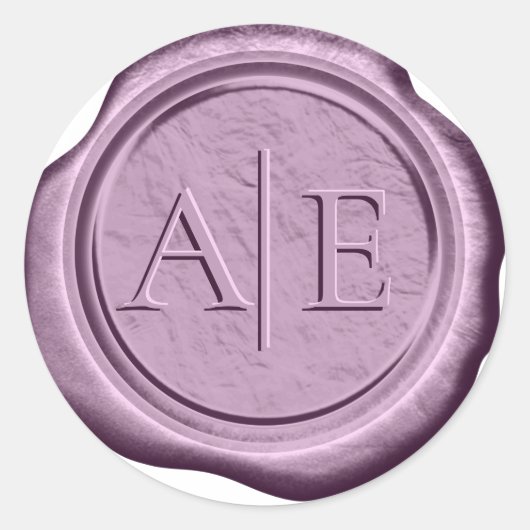 Imitats Wax Wedding Initials Lilac ID889 Runder Aufkleber (Vorderseite)