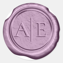 Imitats Wax Wedding Initials Lilac ID889 Runder Aufkleber