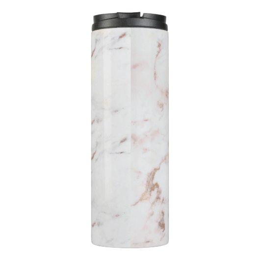 Imitats Weißer Marmor und Rose Gold Custom Thermosbecher (Rückseite)