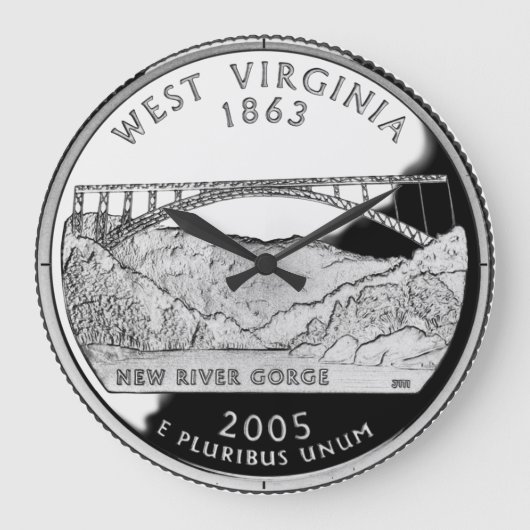 Imitats West Virginia Staat Quarter Große Wanduhr (Vorderseite)