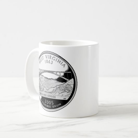 Imitats West Virginia Staat Quarter Kaffeetasse (Vorderseite Links)