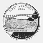 Imitats West Virginia Staat Quarter Runder Aufkleber (Vorderseite)