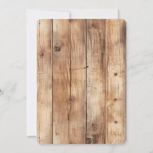 Imitats Wood Western Cowboy Cowgirl Horse Geburtst Einladung (Rückseite)