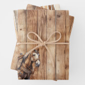 Imitats Wood Western Cowboy Cowgirl Horse Geburtst Geschenkpapier Set (Beispiel)