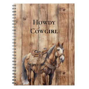 Imitats Wood Western Cowboy Cowgirl Horse Notizblock