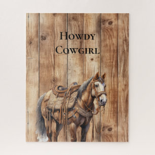 Imitats Wood Western Cowboy Cowgirl Horse Puzzle