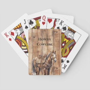 Imitats Wood Western Cowboy Cowgirl Horse Spielkarten