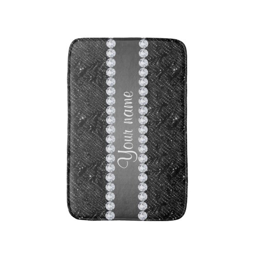 Imitatschwarze Sequins-Glitzern und Diamanten Badematte (Vorderseite Vertikal)