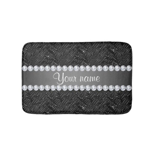 Imitatschwarze Sequins-Glitzern und Diamanten Badematte (Vorderseite)
