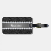 Imitatschwarze Sequins-Glitzern und Diamanten Gepäckanhänger (Rückseite horizontal)