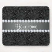 Imitatschwarze Sequins-Glitzern und Diamanten Mousepad (Vorne)