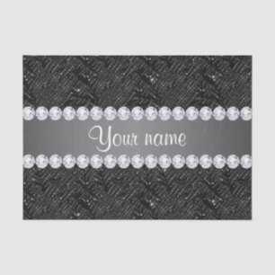 Imitatschwarze Sequins-Glitzern und Diamanten Seidenpapier