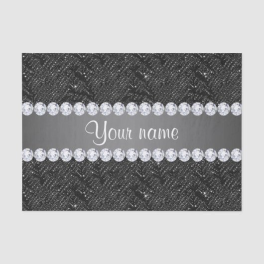 Imitatschwarze Sequins-Glitzern und Diamanten Seidenpapier (Vorderseite)