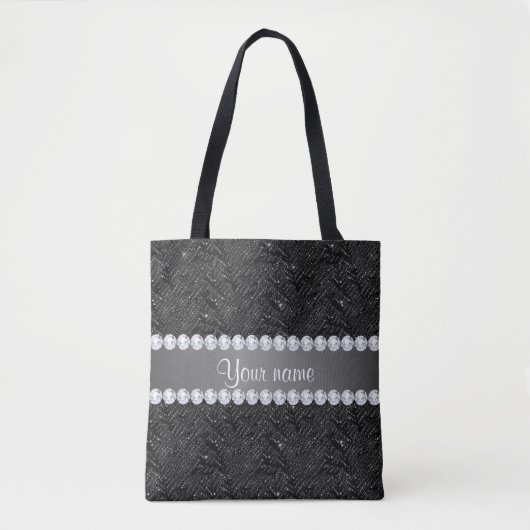 Imitatschwarze Sequins-Glitzern und Diamanten Tasche (Vorderseite)