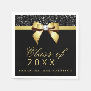 Imitatsequins-Bogen-Goldschwarz-Abschluss-Party Serviette