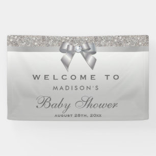 Imitatsilberne Sequins-Diamant-Bogen-Baby-Dusche Banner
