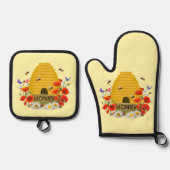 Imker Beehive Honey Ofenhandschuh & Topflappen-Set (Vorderseite)