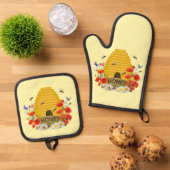 Imker Beehive Honey Ofenhandschuh & Topflappen-Set (Oben Unten)