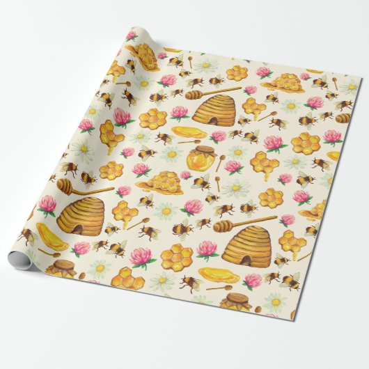 Imker-Muster-Wrap-Papier Geschenkpapier (Ungerollt)