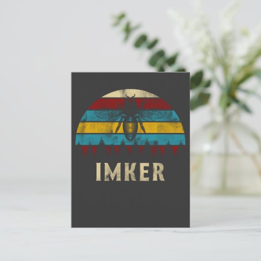 Imker Retro Biene insektiert Natur Design Postkarte (Stehend Vorderseite)