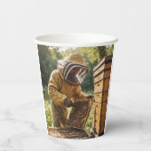 Imker und Bienenstöcke Pappbecher (Rückseite)