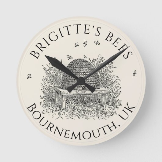 Imkerei-Uhr (Ivory Skep) Runde Wanduhr (Vorderseite)