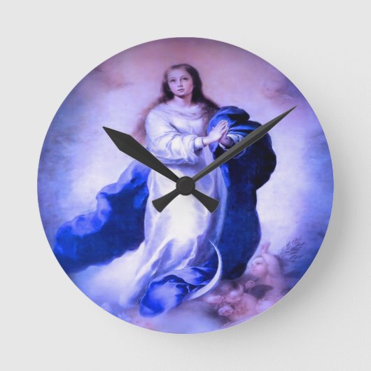 Immaculata Blue Runde Wanduhr (Vorderseite)