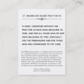 Immaculata Miliz St. Maximilian Kolbe heilige Visitenkarte (Rückseite)
